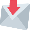 envelope with downwards arrow above emoji images