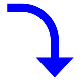 Docomo arrow pointing rightwards then curving downwards emoji image