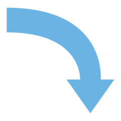 Emojidex arrow pointing rightwards then curving downwards emoji image