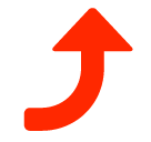 SoftBank arrow pointing rightwards then curving upwards emoji image
