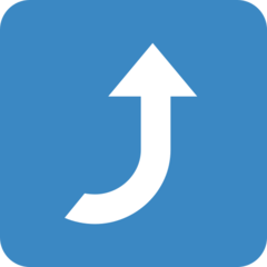 Twitter arrow pointing rightwards then curving upwards emoji image