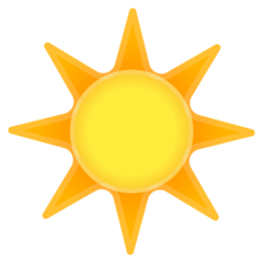 Google black sun with rays emoji image