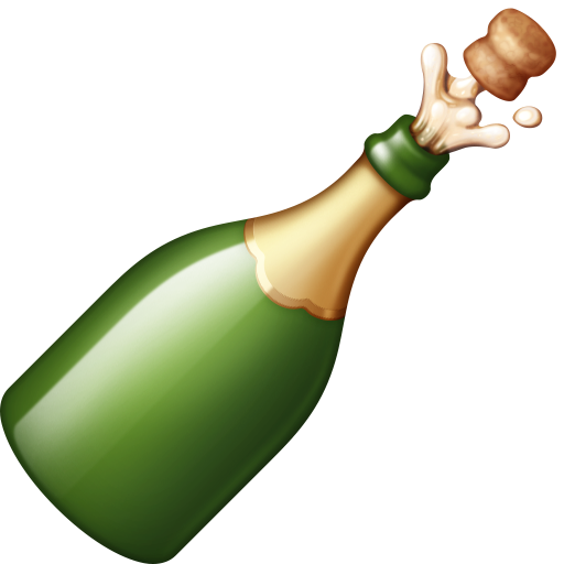 Facebook bottle with popping cork emoji image
