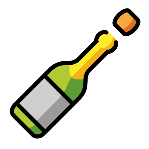 Openmoji bottle with popping cork emoji image