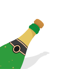 Skype bottle with popping cork emoji image