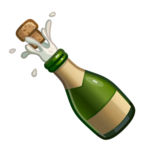 Telegram bottle with popping cork emoji image