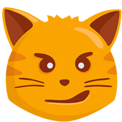 Facebook Messenger cat face with wry smile emoji image