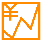 au by KDDI chart with upwards trend and yen sign emoji image