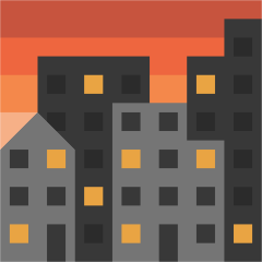 Skype cityscape at dusk emoji image
