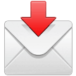 Samsung envelope with downwards arrow above emoji image