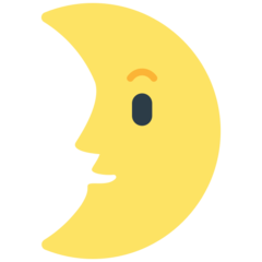Mozilla first quarter moon with face emoji image
