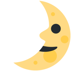 Twitter first quarter moon with face emoji image