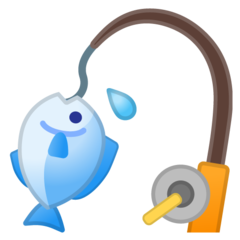 Google fishing pole and fish emoji image