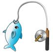 Samsung fishing pole and fish emoji image