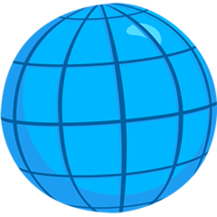 Facebook Messenger globe with meridians emoji image