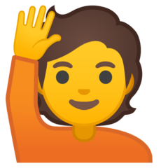 Google happy person raising one hand emoji image