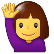 Samsung happy person raising one hand emoji image