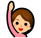 SoftBank happy person raising one hand emoji image