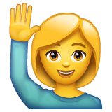 Whatsapp happy person raising one hand emoji image