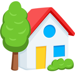 Facebook Messenger house with garden emoji image