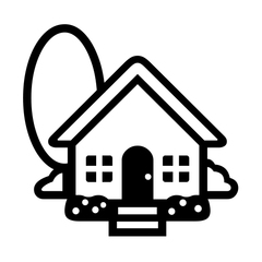 Noto Emoji Font house with garden emoji image