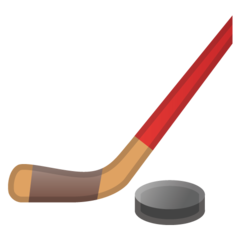 Google ice hockey stick and puck emoji image