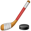 Samsung ice hockey stick and puck emoji image