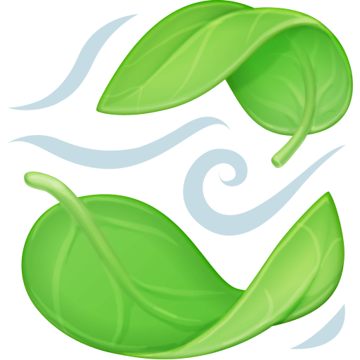 Facebook leaf fluttering in wind emoji image