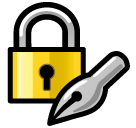 SoftBank lock with ink pen emoji image