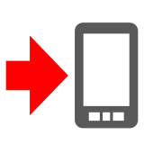 Docomo mobile phone with rightwards arrow at left emoji image