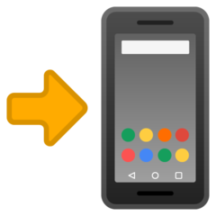 Google mobile phone with rightwards arrow at left emoji image
