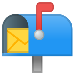 Google open mailbox with raised flag emoji image