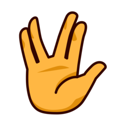 Emojidex raised hand with part between middle and ring fingers emoji image