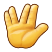 Samsung raised hand with part between middle and ring fingers emoji image