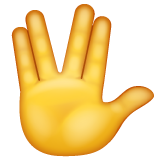 Whatsapp raised hand with part between middle and ring fingers emoji image