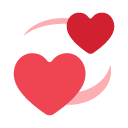 Toss revolving hearts emoji image