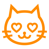 Docomo smiling cat face with heart-shaped eyes emoji image