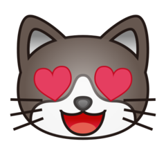 Emojidex smiling cat face with heart-shaped eyes emoji image