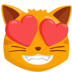 Facebook Messenger smiling cat face with heart-shaped eyes emoji image