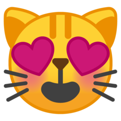 Google smiling cat face with heart-shaped eyes emoji image