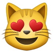 Samsung smiling cat face with heart-shaped eyes emoji image