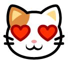 SoftBank smiling cat face with heart-shaped eyes emoji image