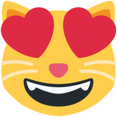 Twitter smiling cat face with heart-shaped eyes emoji image