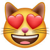 Whatsapp smiling cat face with heart-shaped eyes emoji image