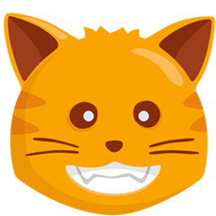 Facebook Messenger smiling cat face with open mouth emoji image