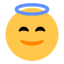 Toss smiling face with halo emoji image