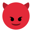 Toss smiling face with horns emoji image