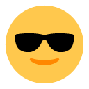 Toss smiling face with sunglasses emoji image