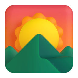 Microsoft Teams sunrise over mountains emoji image