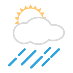 Emojidex white sun behind cloud with rain emoji image